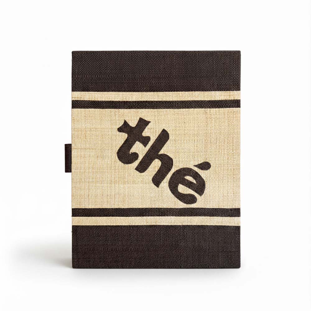 Boite à thé en raphia et bambou artisanal de Madagascar | Noir