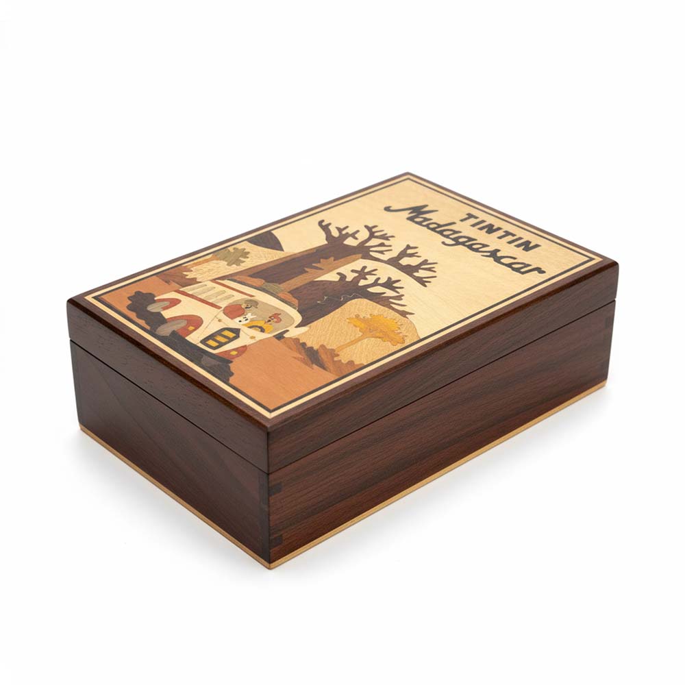 Boite de rangement en bois Tintin à Madagascar |  Voyage en bus