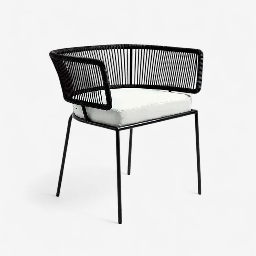 Chaise en corde tressée bohème intérieur-extérieur Noir | Collection ANAKAO