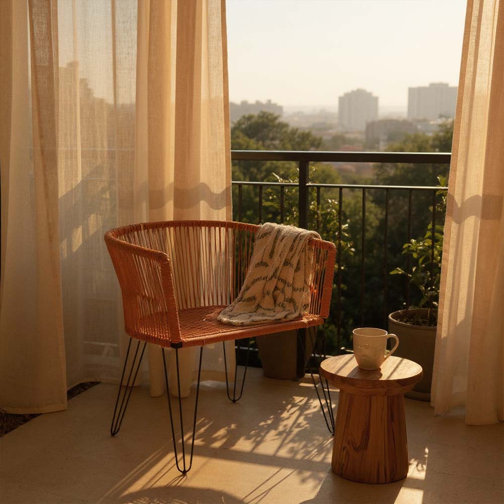 Chaise en corde tressée bohème Orange | Collection MAJUNGA