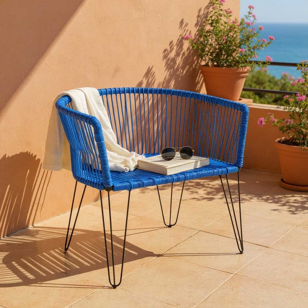 Chaise en corde tressée bohème Bleu Roi | Collection MAJUNGA