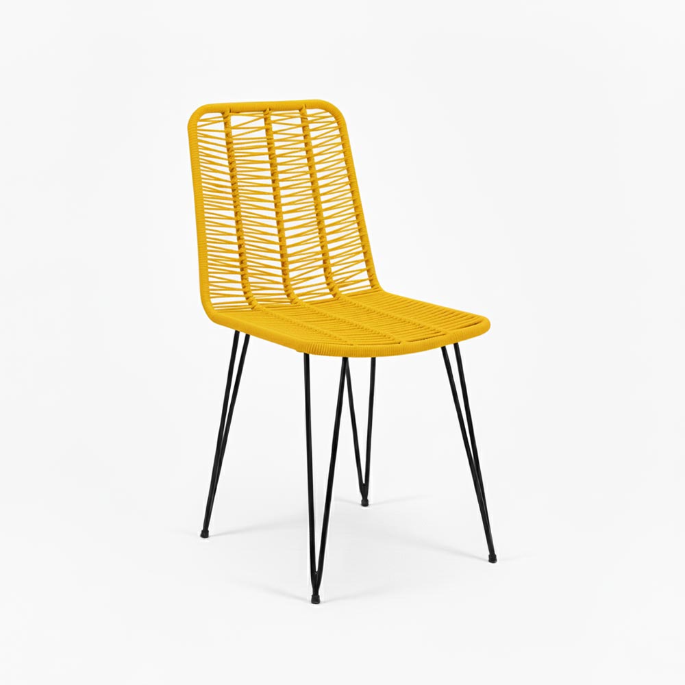 Chaise de salle à manger tressée Jaune | Collection AMBOSITRA