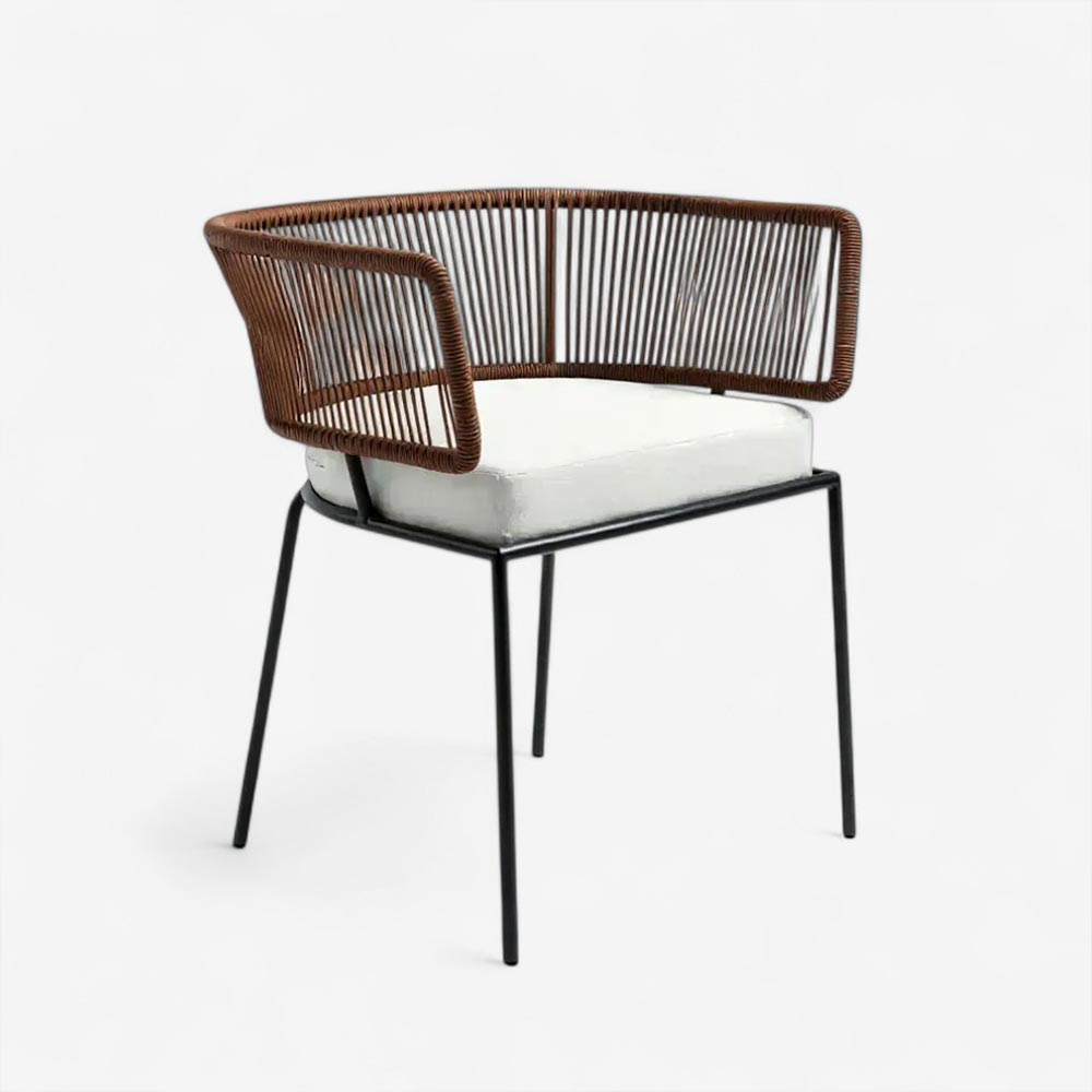 Chaise en corde tressée bohème intérieur-extérieur Chocolat | Collection ANAKAO