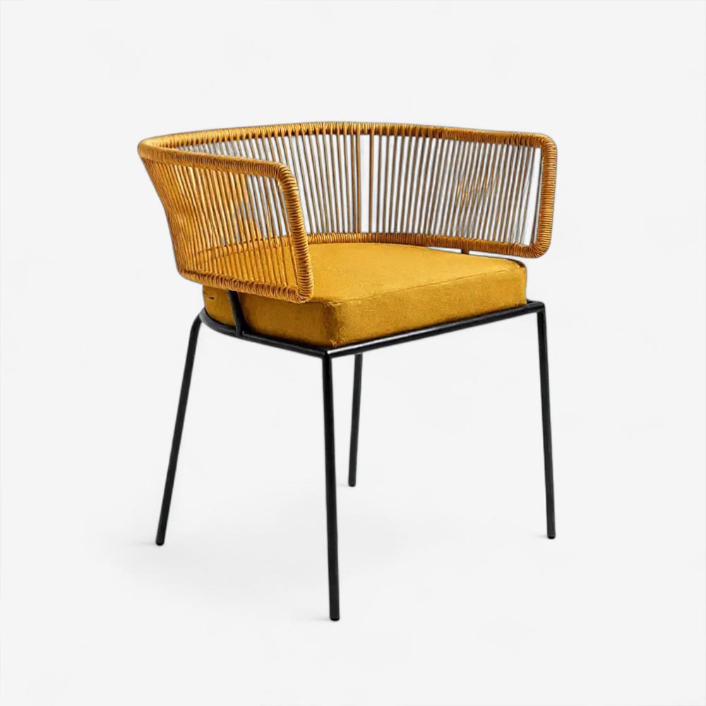 Chaise en corde tressée bohème intérieur-extérieur Miel | Collection ANAKAO