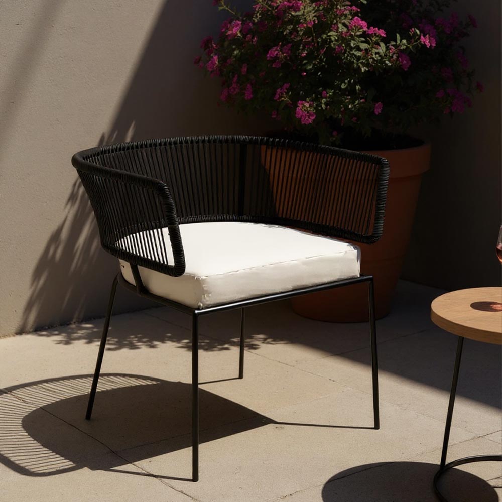 Chaise en corde tressée bohème intérieur-extérieur Noir | Collection ANAKAO