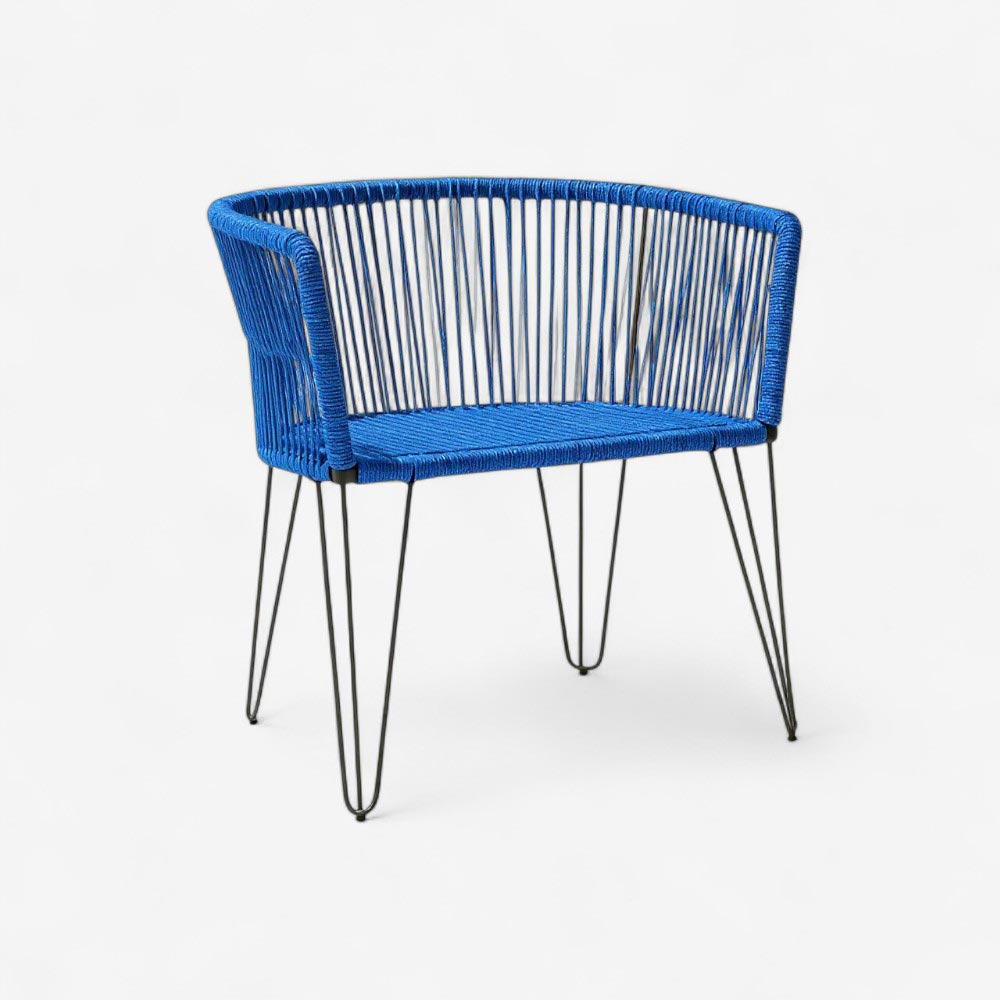 Chaise en corde tressée bohème Bleu Roi | Collection MAJUNGA