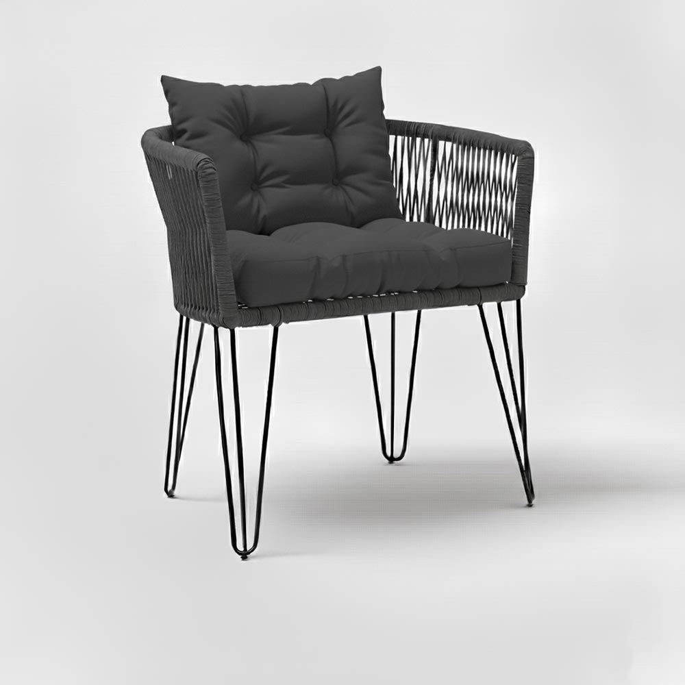 Chaise en corde tressée bohème Anthracite | Collection MAJUNGA