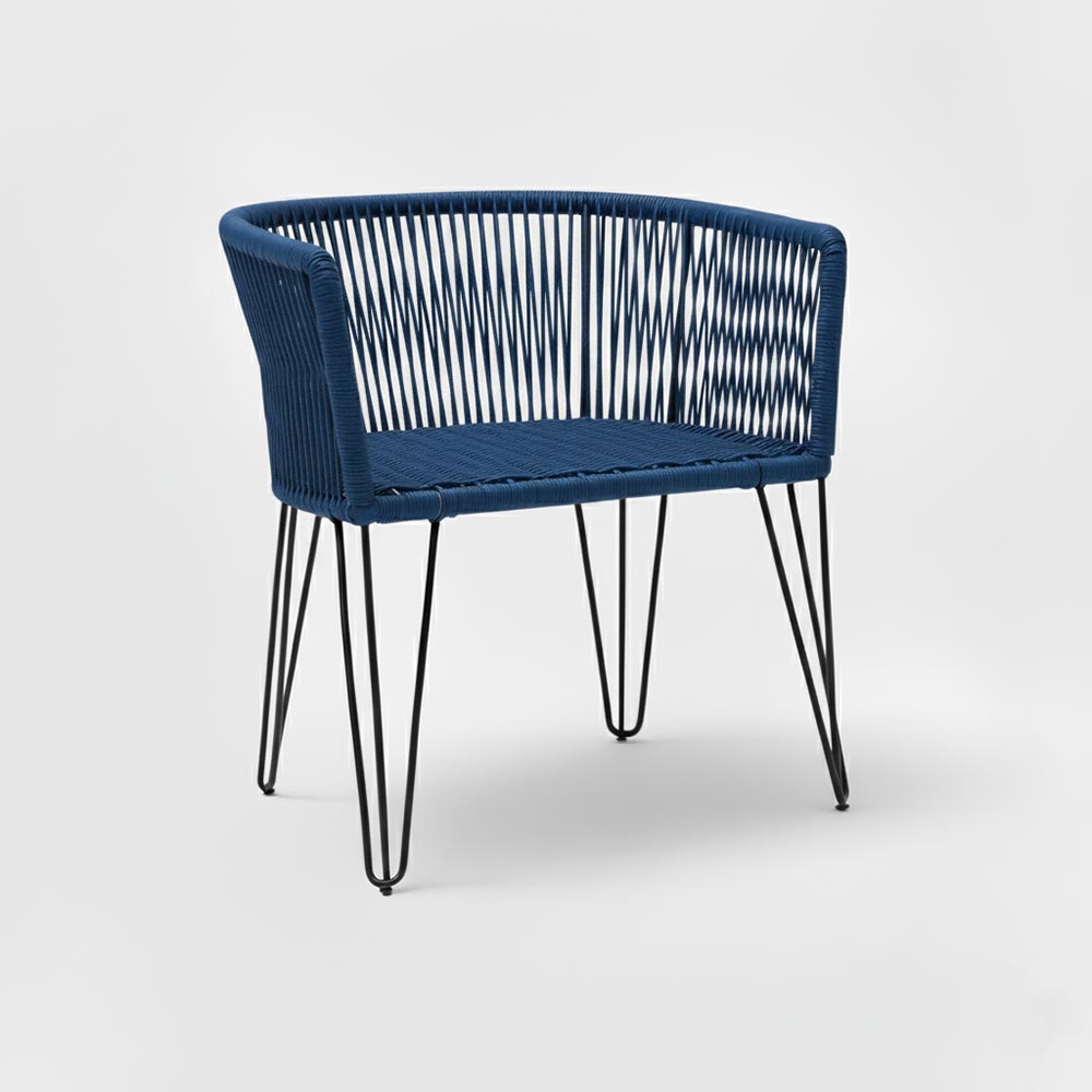 Chaise en corde tressée bohème Bleu Lagon | Collection MAJUNGA