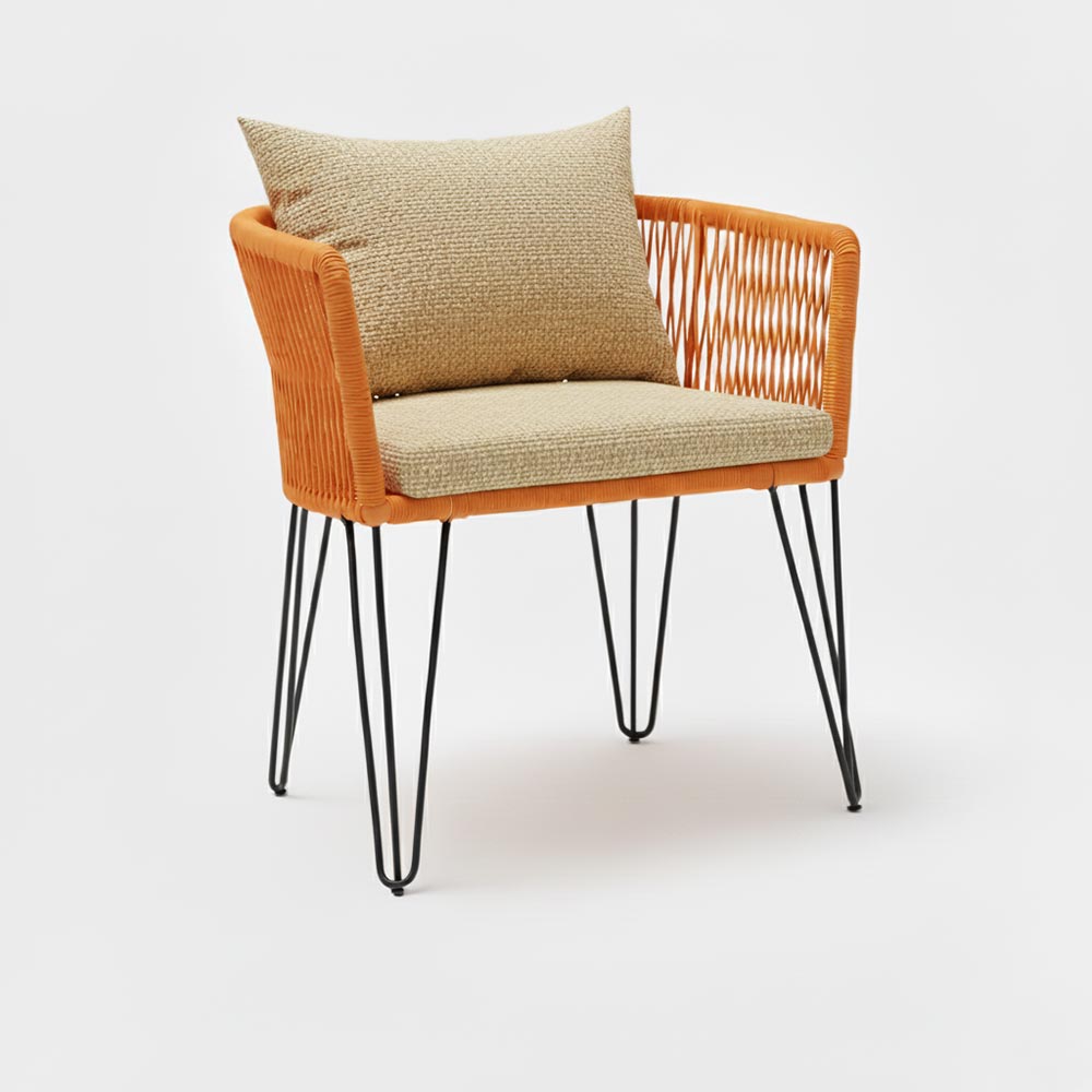 Chaise en corde tressée bohème Orange | Collection MAJUNGA