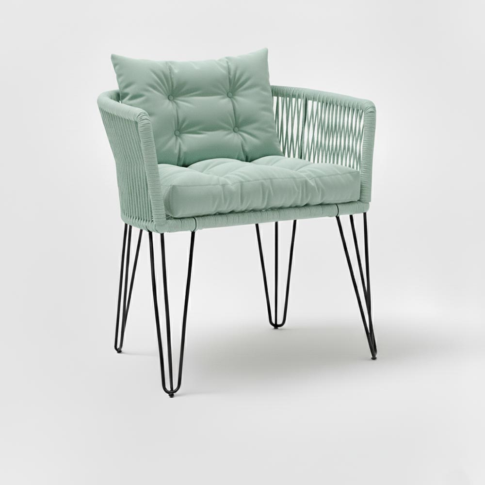 Chaise en corde tressée bohème Vert d'eau | Collection MAJUNGA