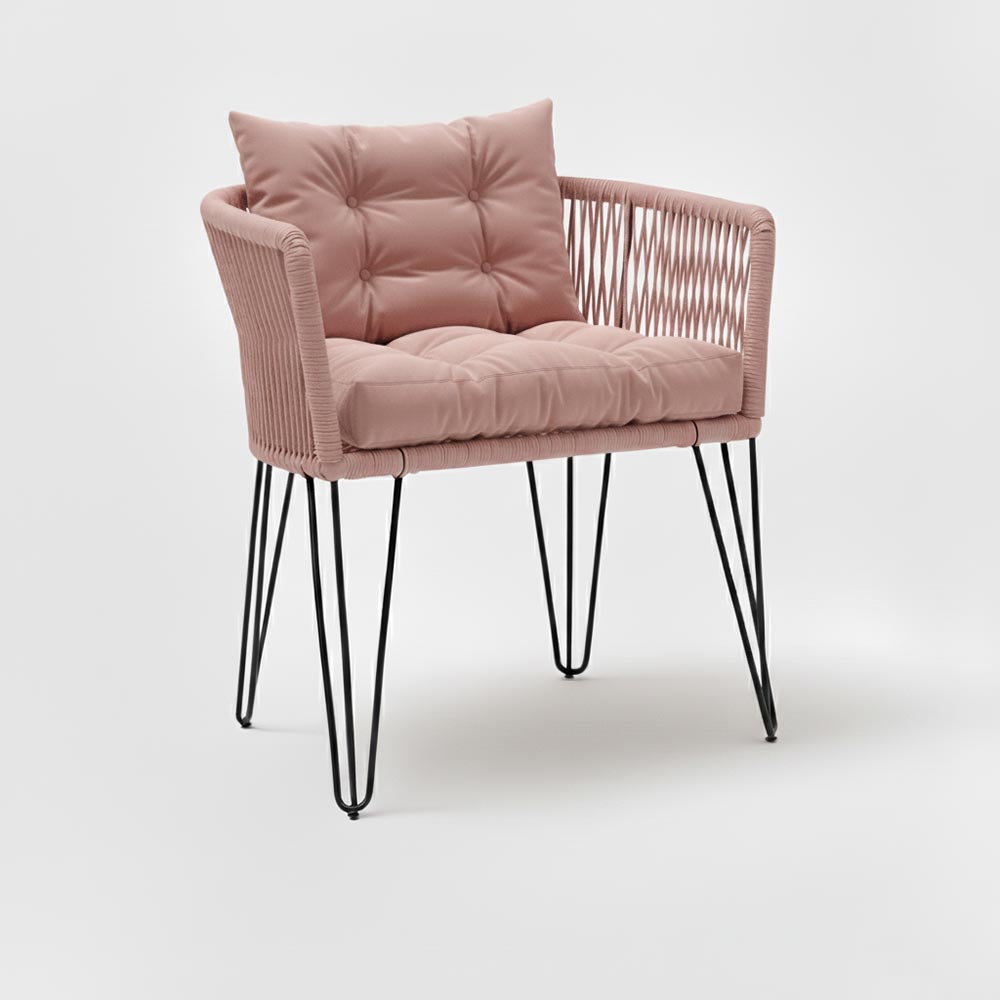 Chaise en corde tressée bohème Vieux Rose | Collection MAJUNGA