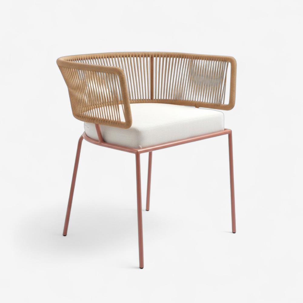 Chaise en corde tressée bohème intérieur-extérieur Sable | Collection ANAKAO