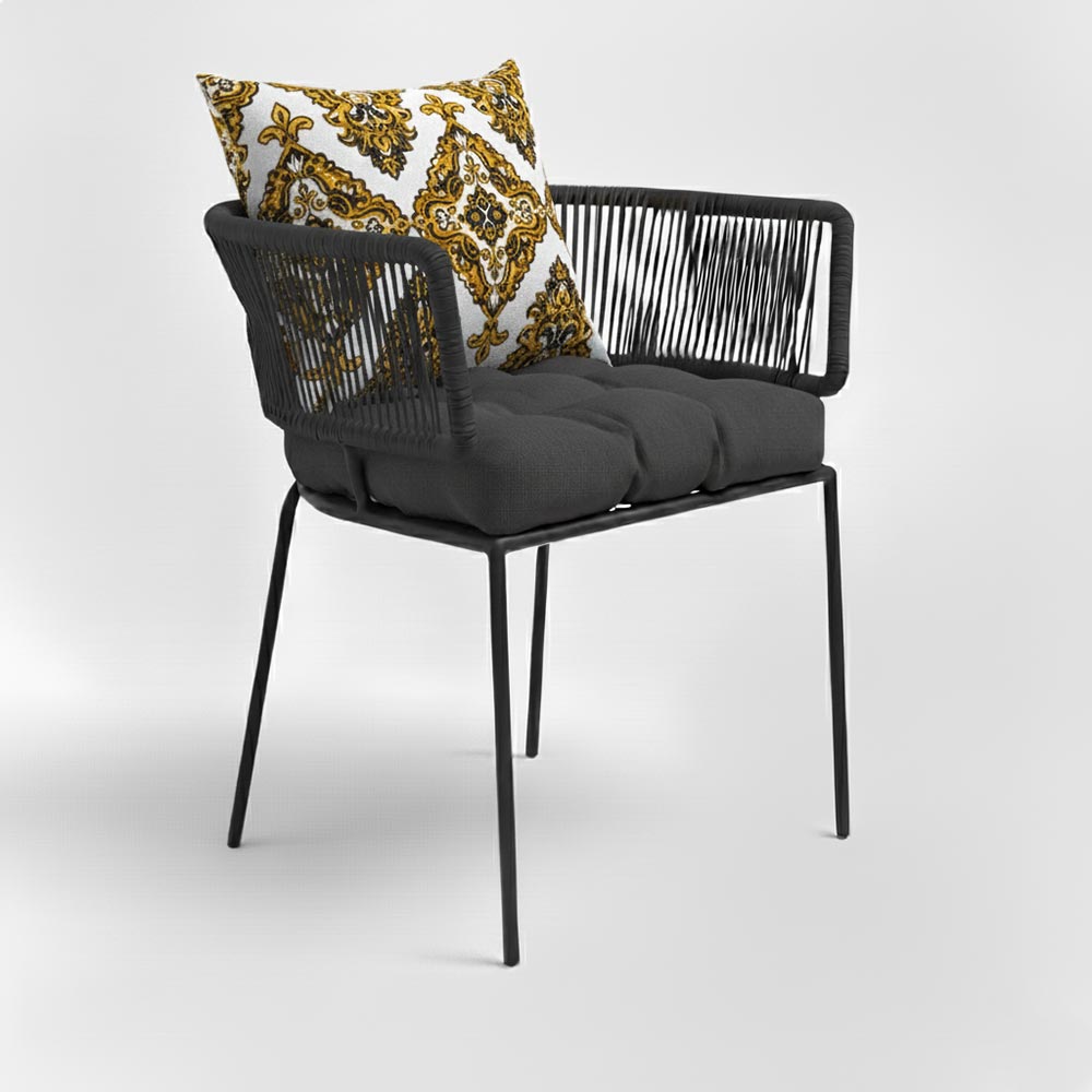 Chaise en corde tressée bohème intérieur-extérieur Anthracite | Collection ANAKAO