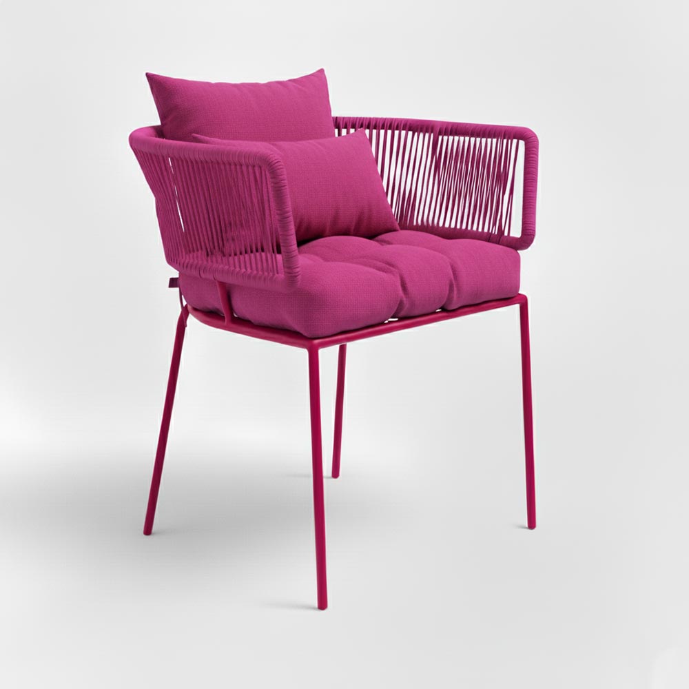 Chaise en corde tressée bohème intérieur-extérieur Fuchsia | Collection ANAKAO