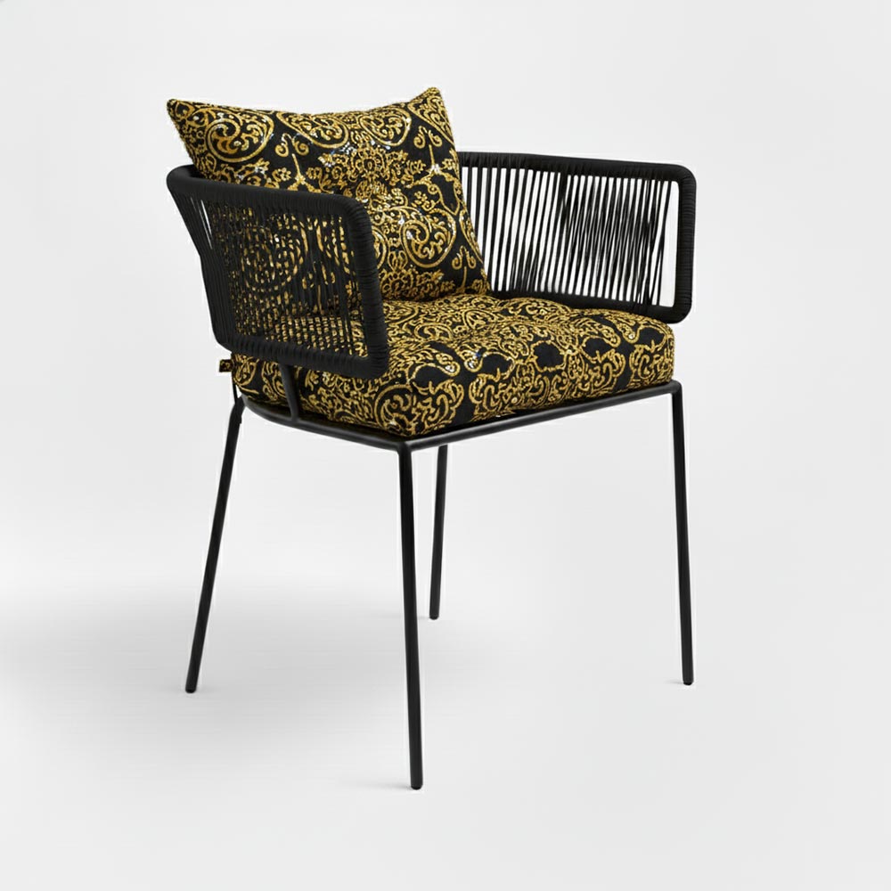 Chaise en corde tressée bohème intérieur-extérieur Noir | Collection ANAKAO