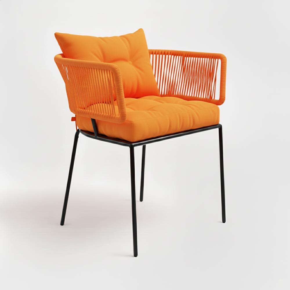 Chaise en corde tressée bohème intérieur-extérieur Orange | Collection ANAKAO