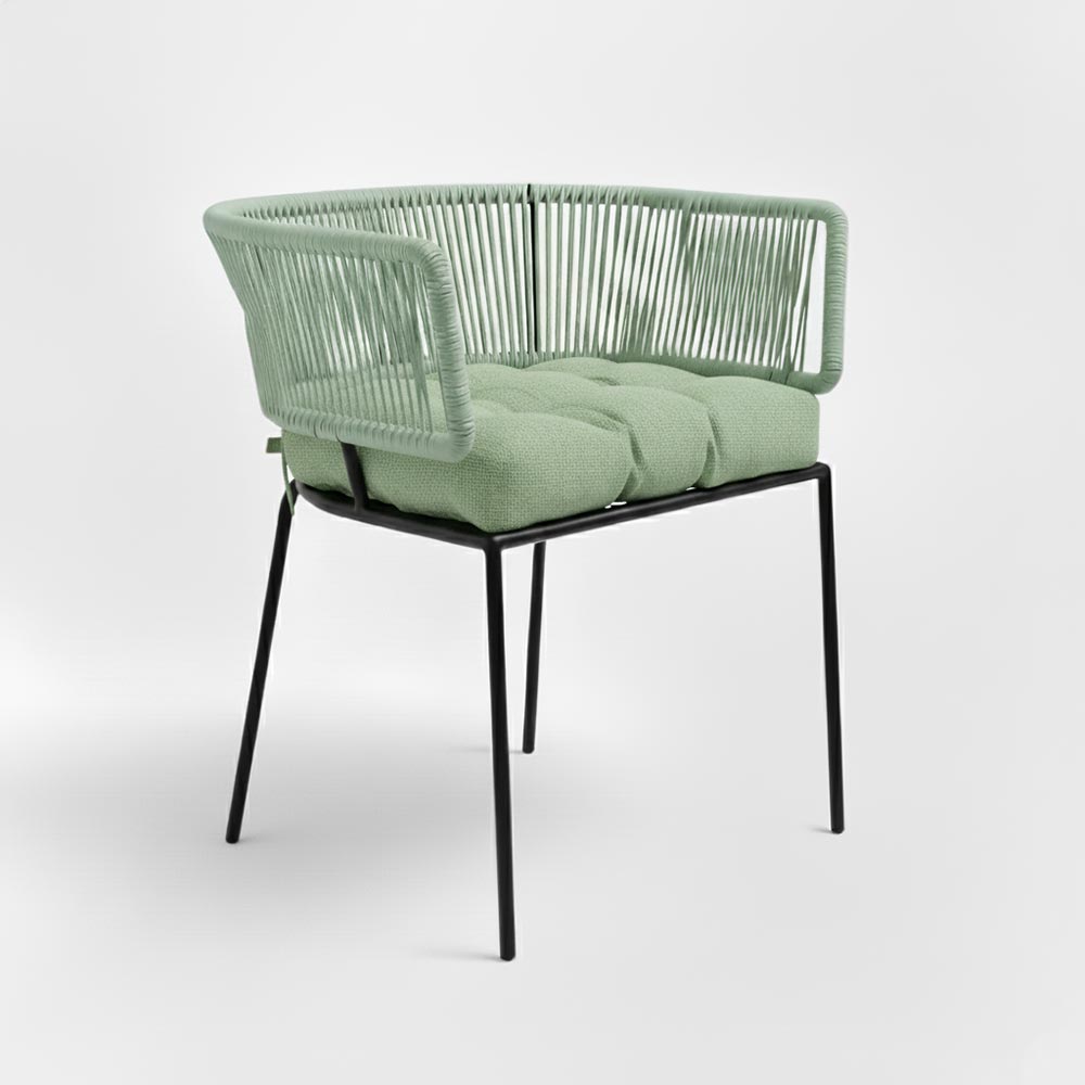 Chaise en corde tressée bohème intérieur-extérieur Vert d'eau | Collection ANAKAO
