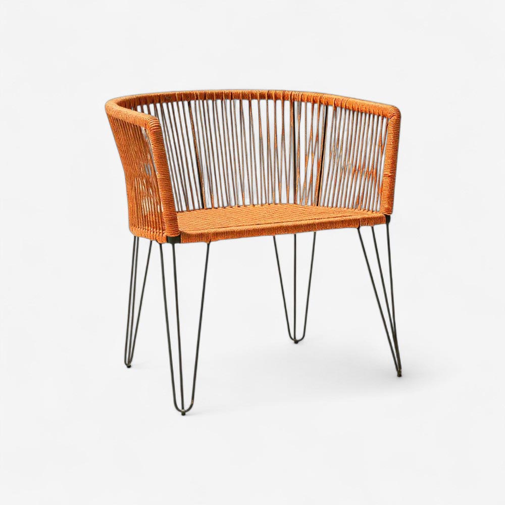 Chaise en corde tressée bohème Orange | Collection MAJUNGA