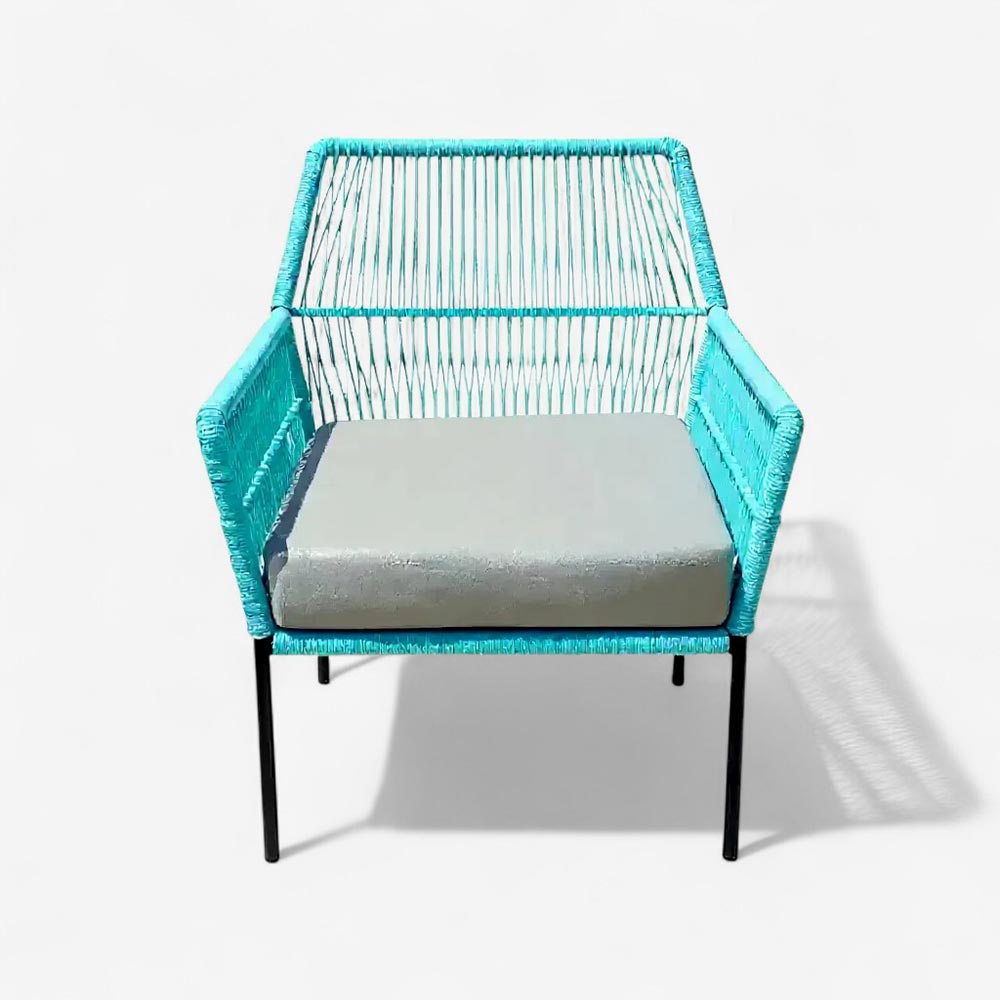 Fauteuil en corde tressée bohème Turquoise | Collection TANA