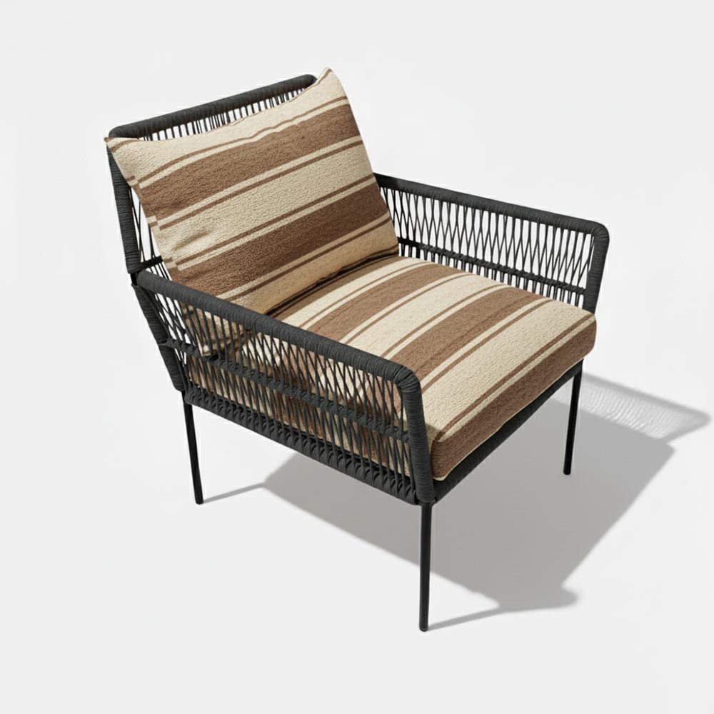 Fauteuil en corde tressée bohème Anthracite | Collection TANA