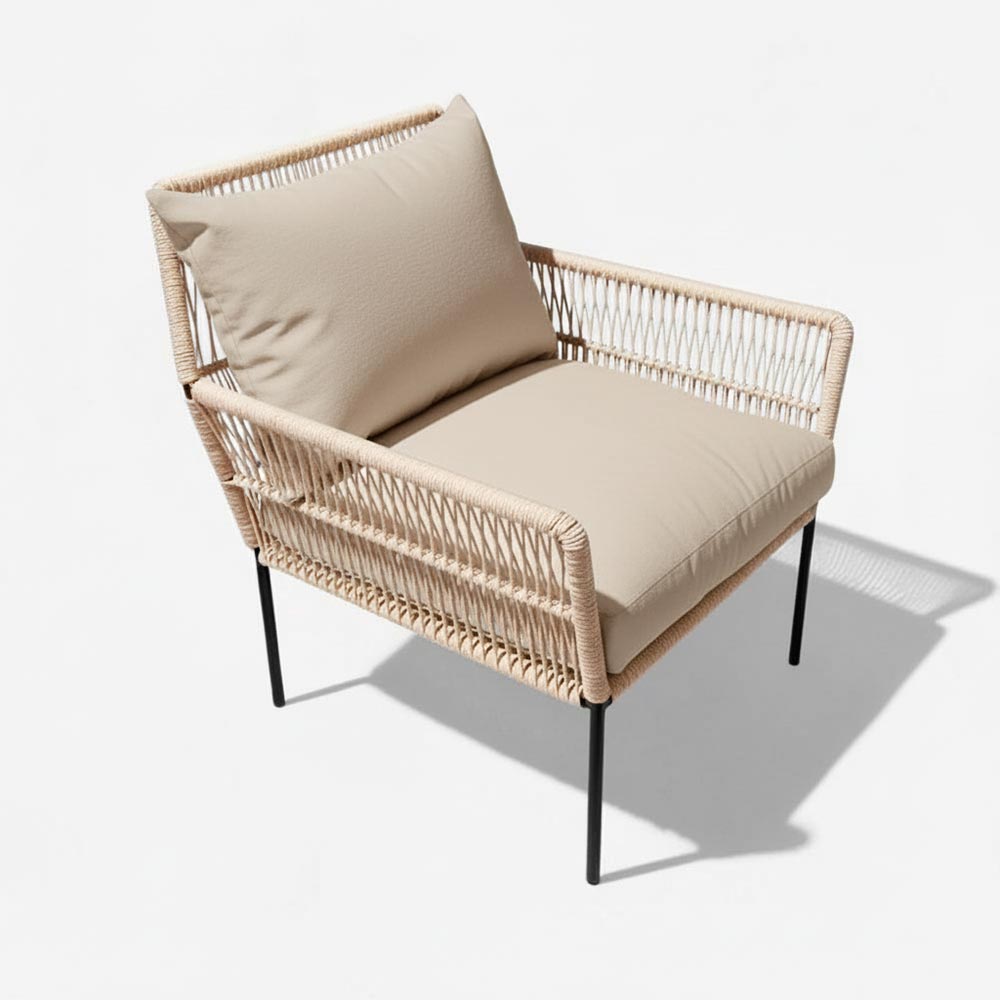 Fauteuil en corde tressée bohème Sable | Collection TANA