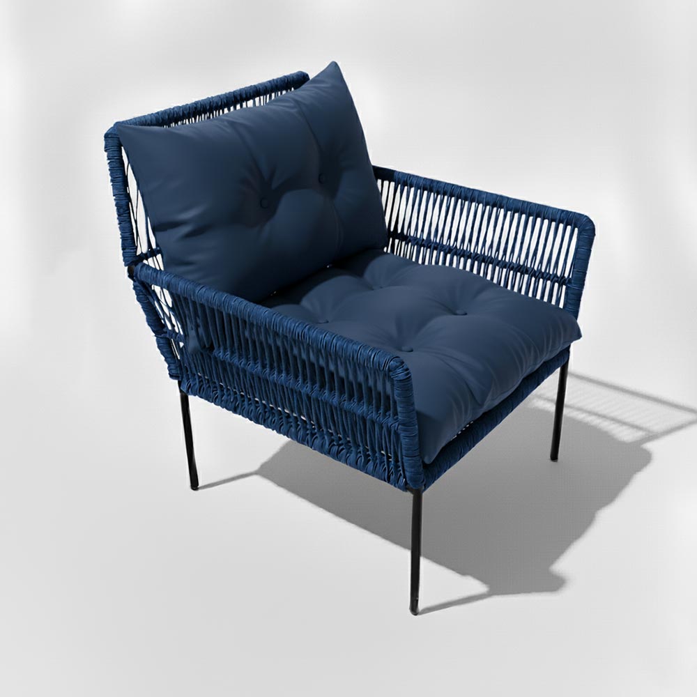 Fauteuil en corde tressée bohème Bleu Lagon | Collection TANA