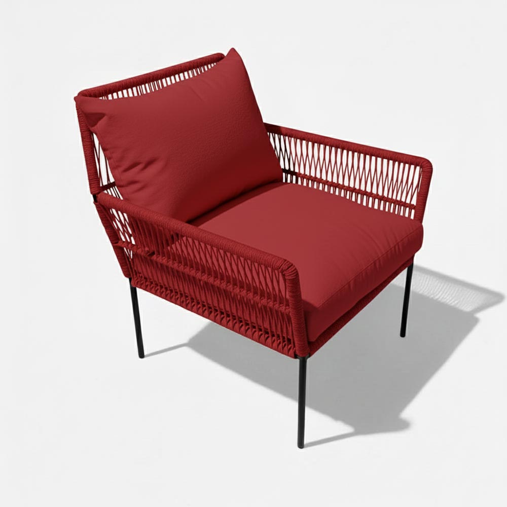 Fauteuil en corde tressée bohème Rouge | Collection TANA