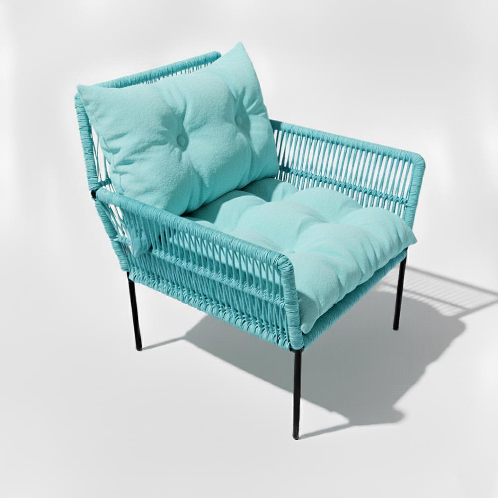 Fauteuil en corde tressée bohème Turquoise | Collection TANA
