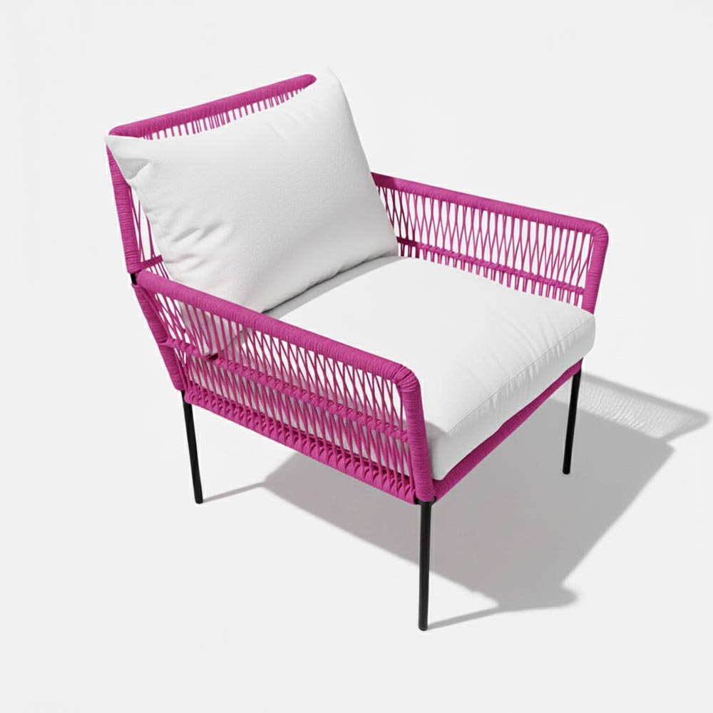 Fauteuil en corde tressée bohème Fuchsia | Collection TANA