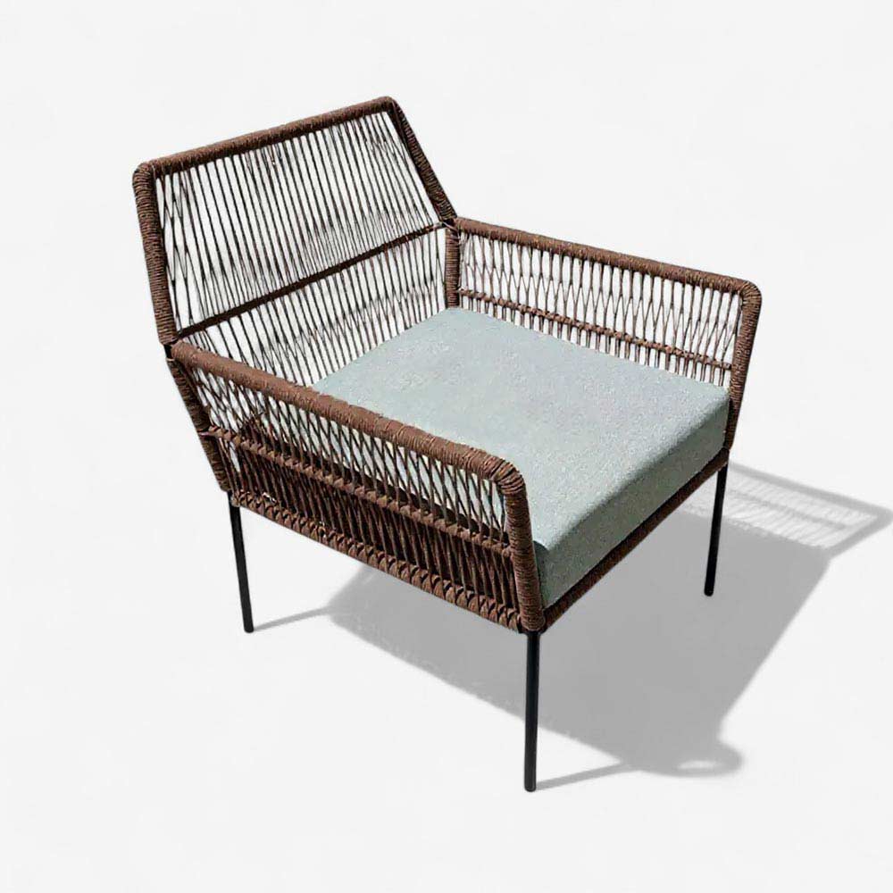 Fauteuil en corde tressée bohème Chocolat | Collection TANA