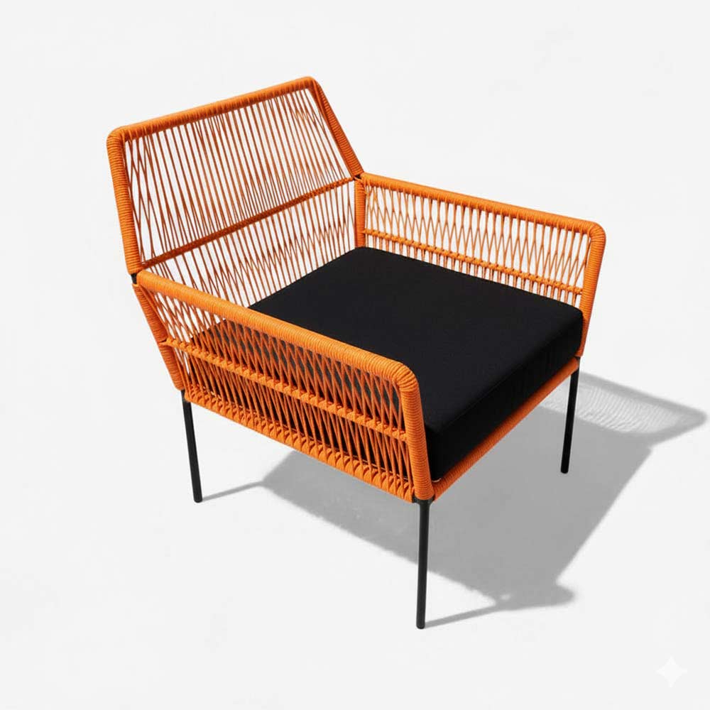 Fauteuil en corde tressée bohème Orange | Collection TANA