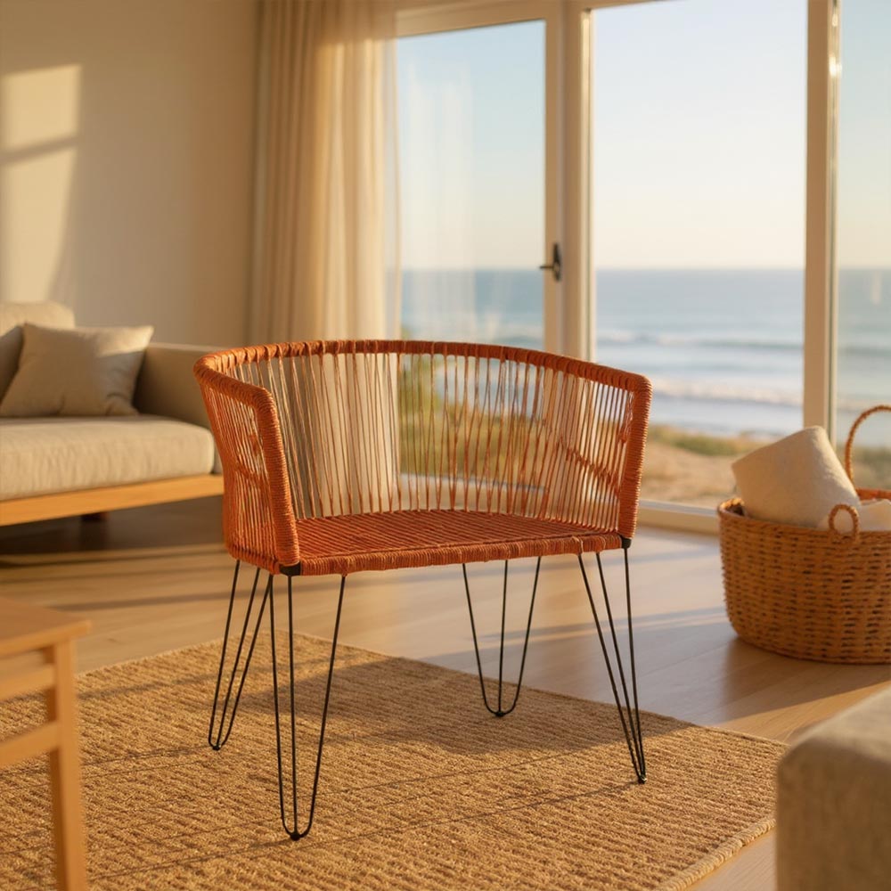 Chaise en corde tressée bohème Orange | Collection MAJUNGA