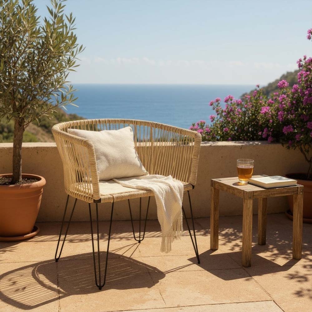 Chaise en corde tressée bohème Sable | Collection MAJUNGA