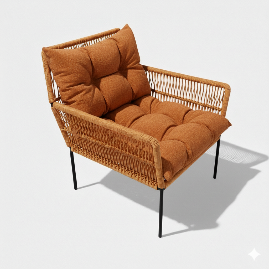 Fauteuil en corde tressée bohème Cannelle | Collection TANA