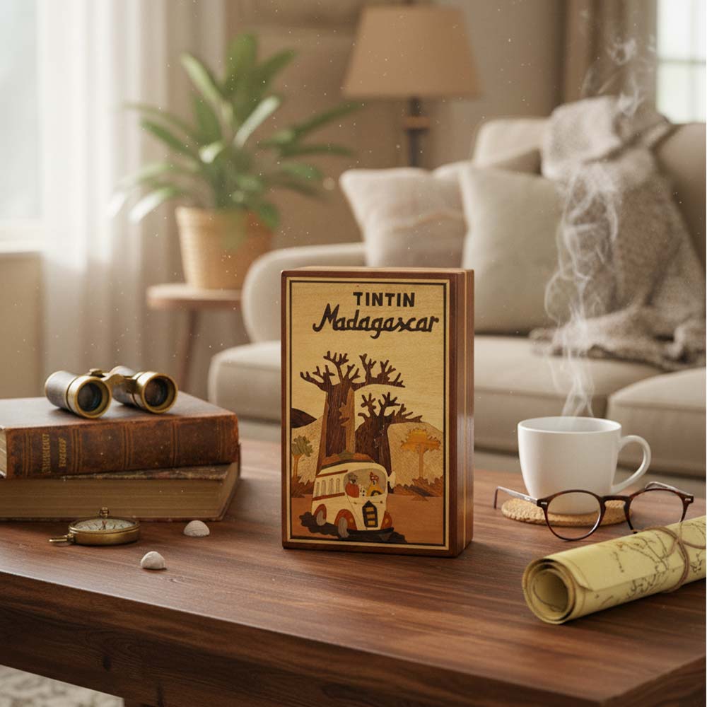 Boite de rangement en bois Tintin à Madagascar |  Voyage en bus