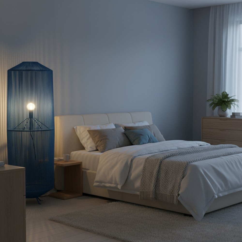 Lampe sur pied bohème chic Bleu Roi | Collection NOSY BE