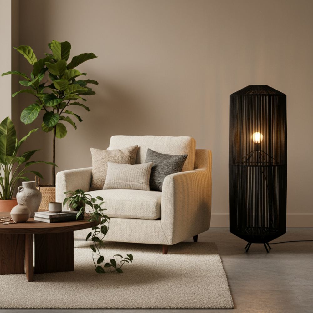 Lampe sur pied bohème chic Noir | Collection NOSY BE