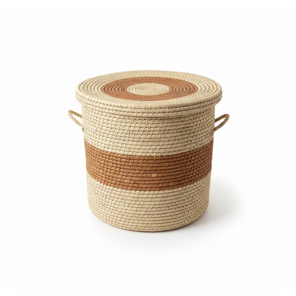 Panier moyen de rangement en raphia tressé bohème