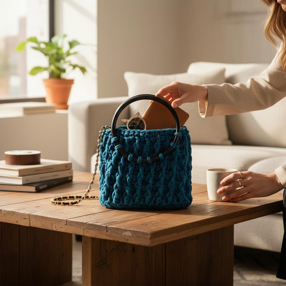 Petit sac à main en crochet à poignées rondes | Collection Ankify