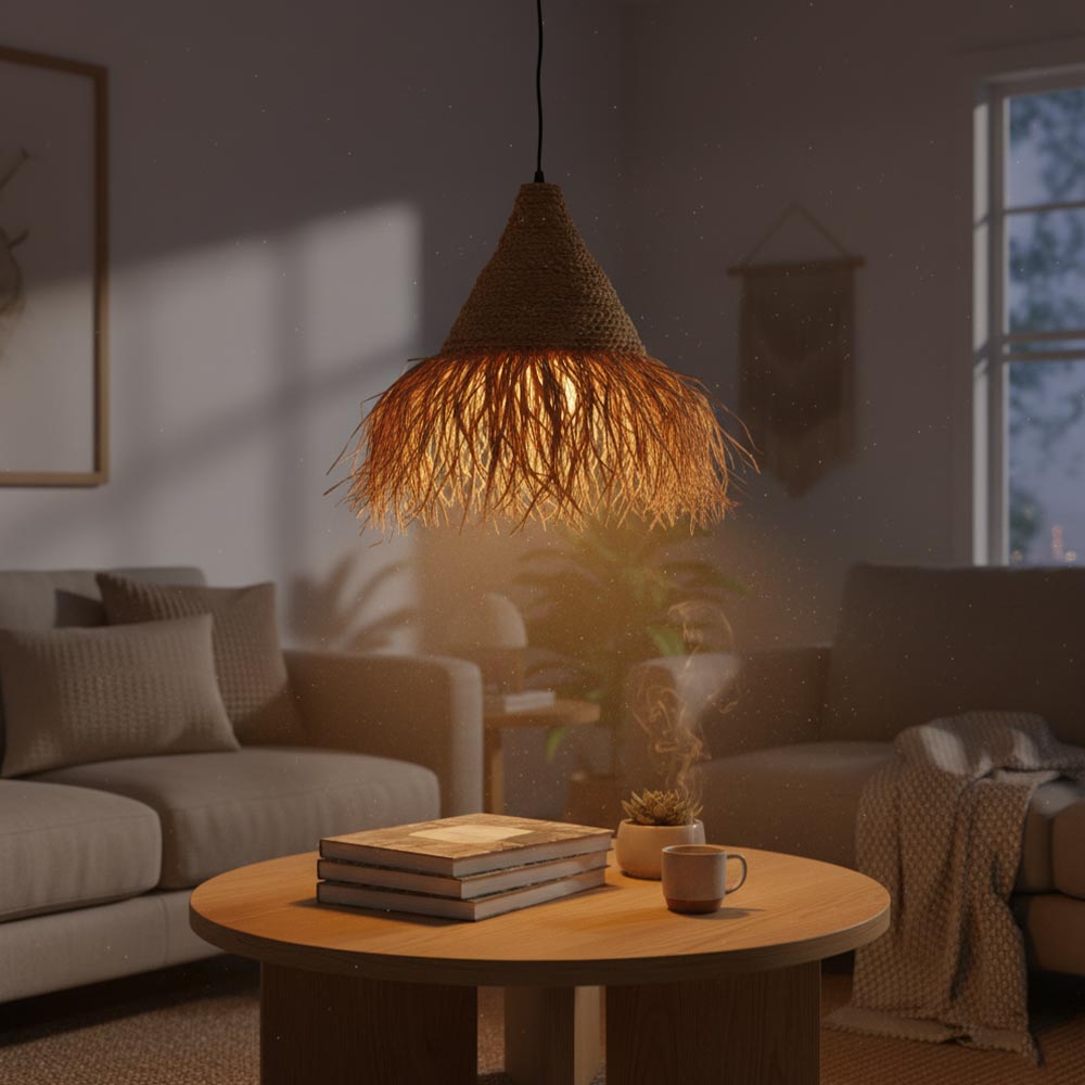 Abat-jour bohème en Raphia classique | Collection FARATSIHO
