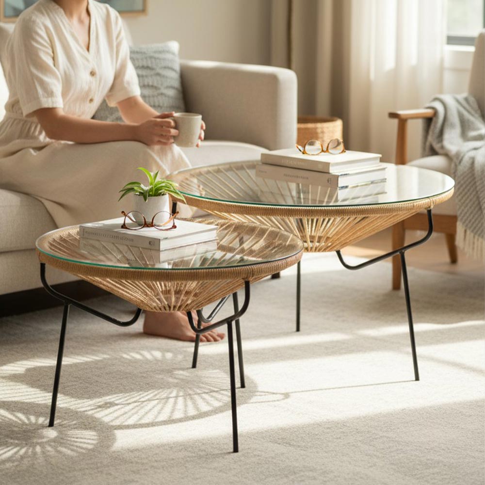 Table basse ronde Miel - bohème chic | 60cm