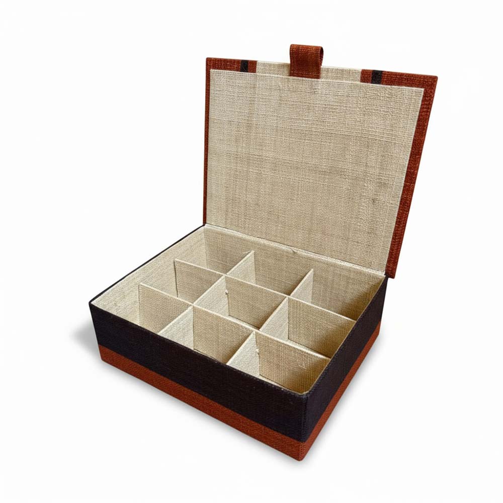 Boite à thé en raphia et bambou artisanal de Madagascar | Chocolat