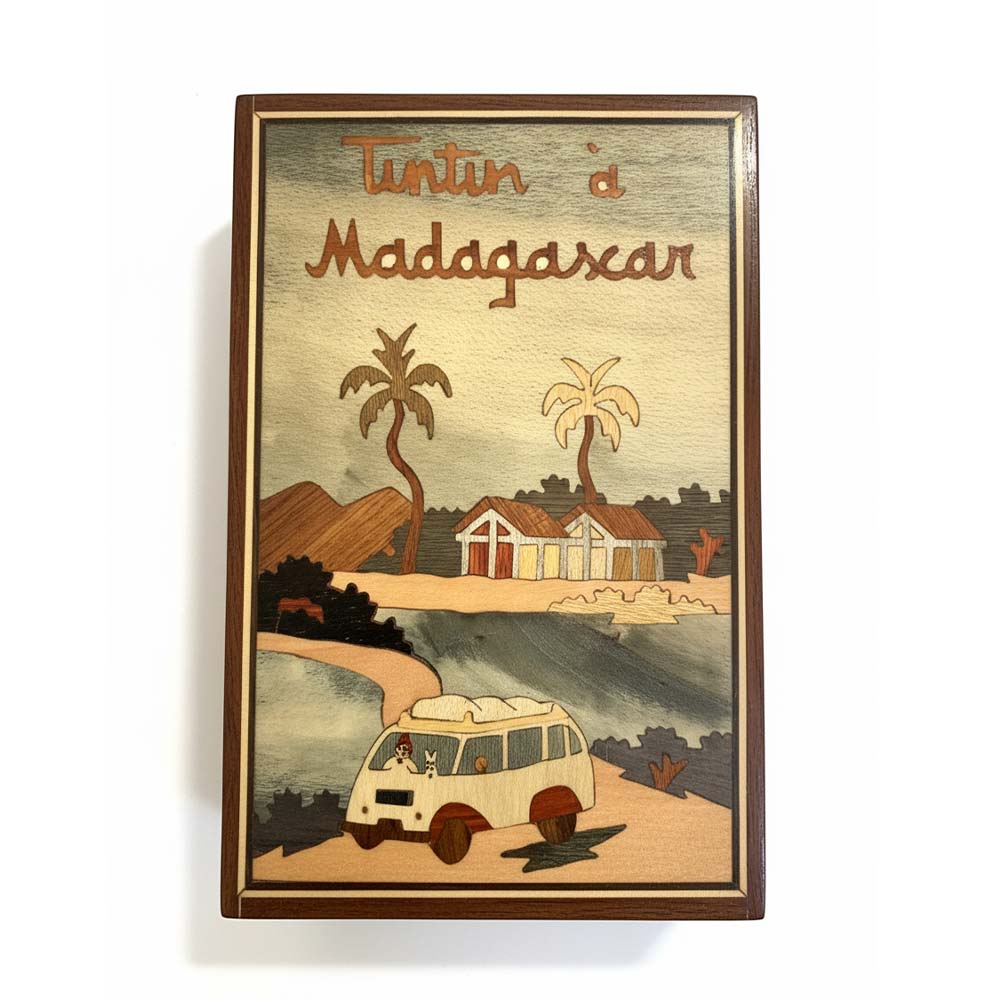 Boite de rangement en bois Tintin à Madagascar | Au bord du lac