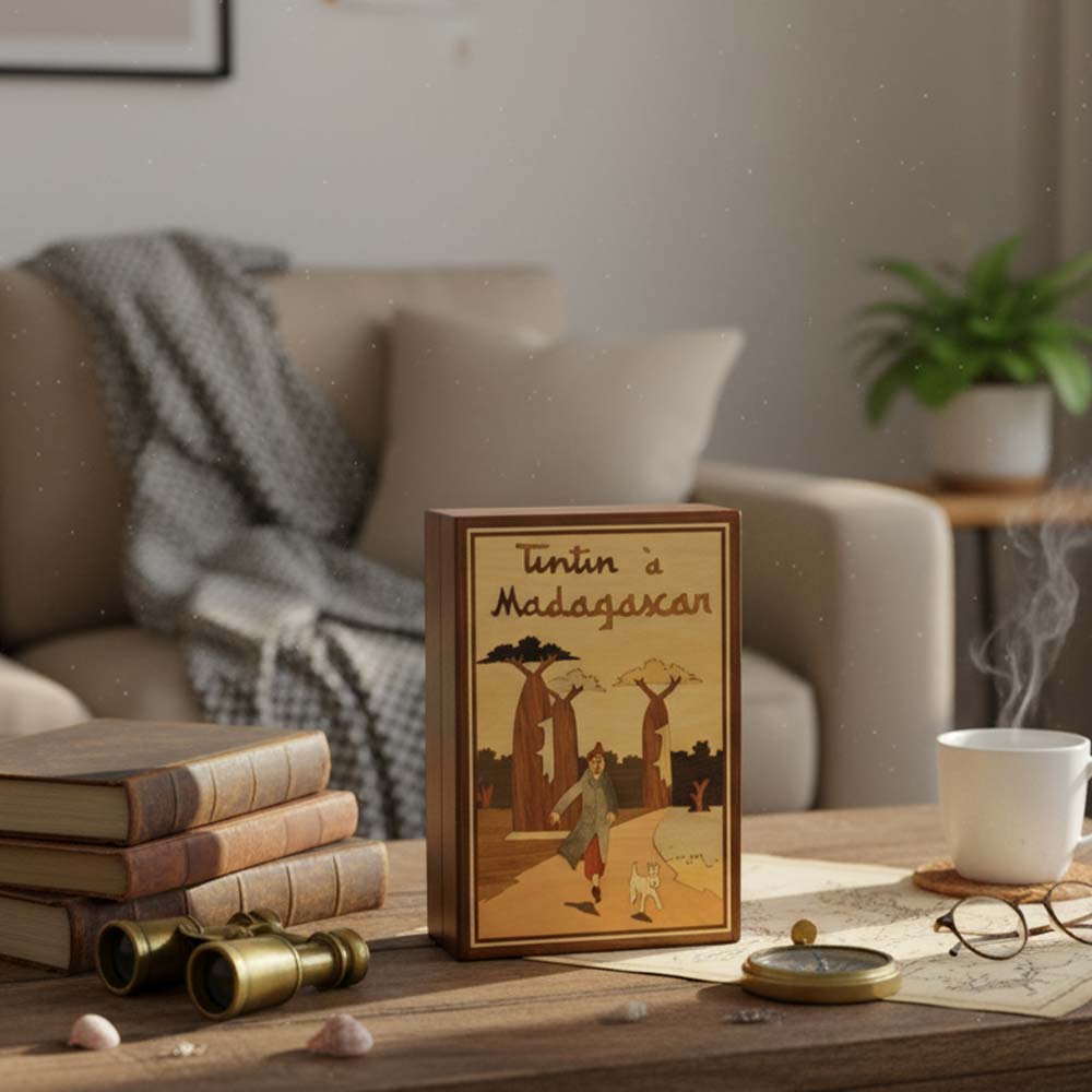 Boite de rangement en bois Tintin à Madagascar | En balade