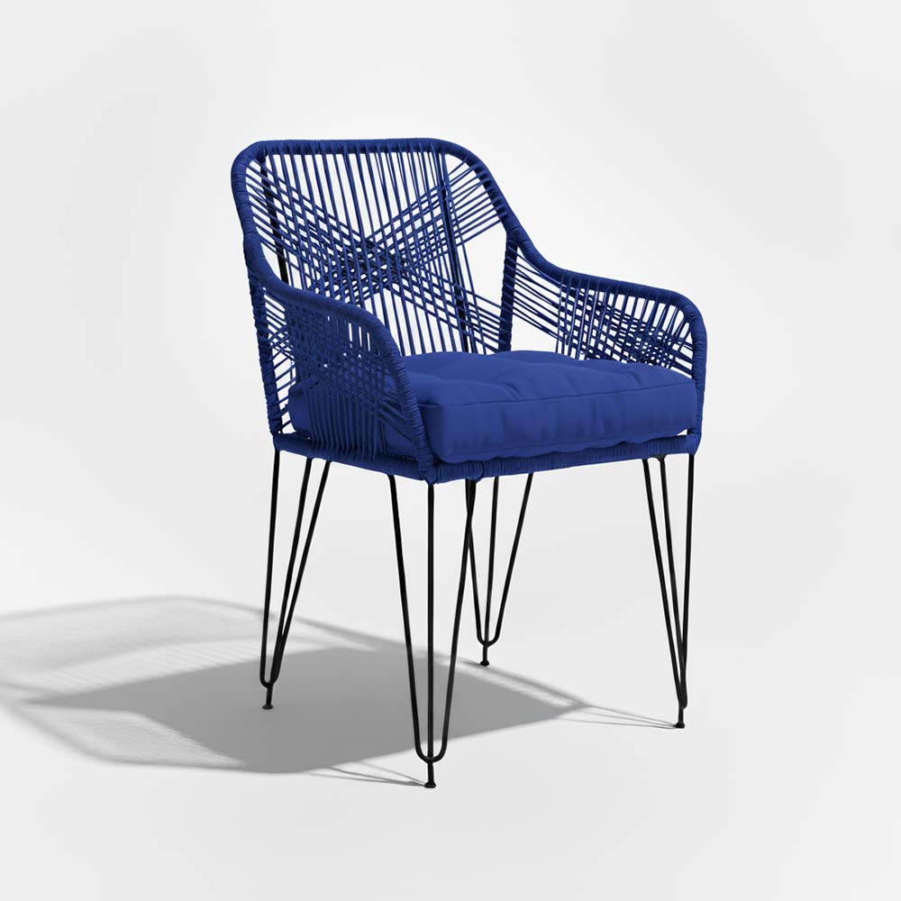 Chaise de salon bohème Bleu Roi | Collection SAMBAVA