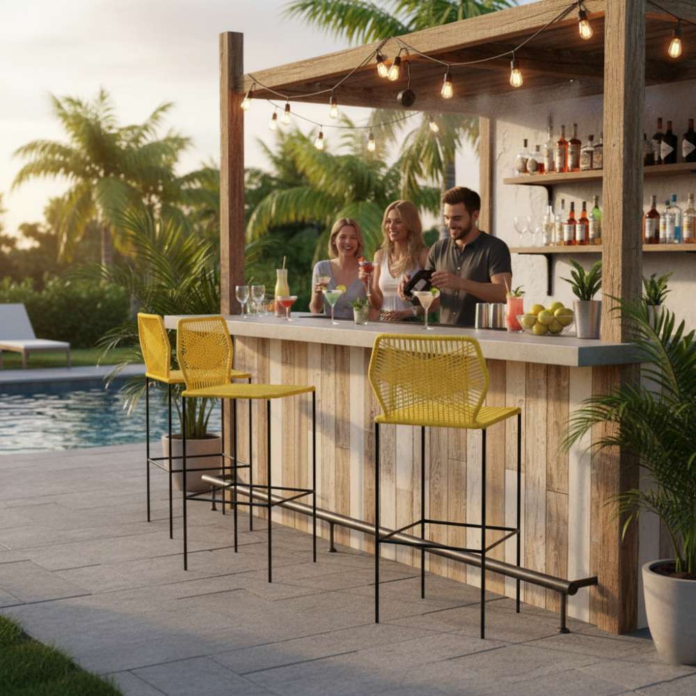 Chaise de bar design en nylon Jaune | Collection Sambava