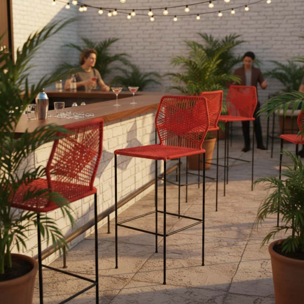 Chaise de bar design en nylon Rouge | Collection Sambava