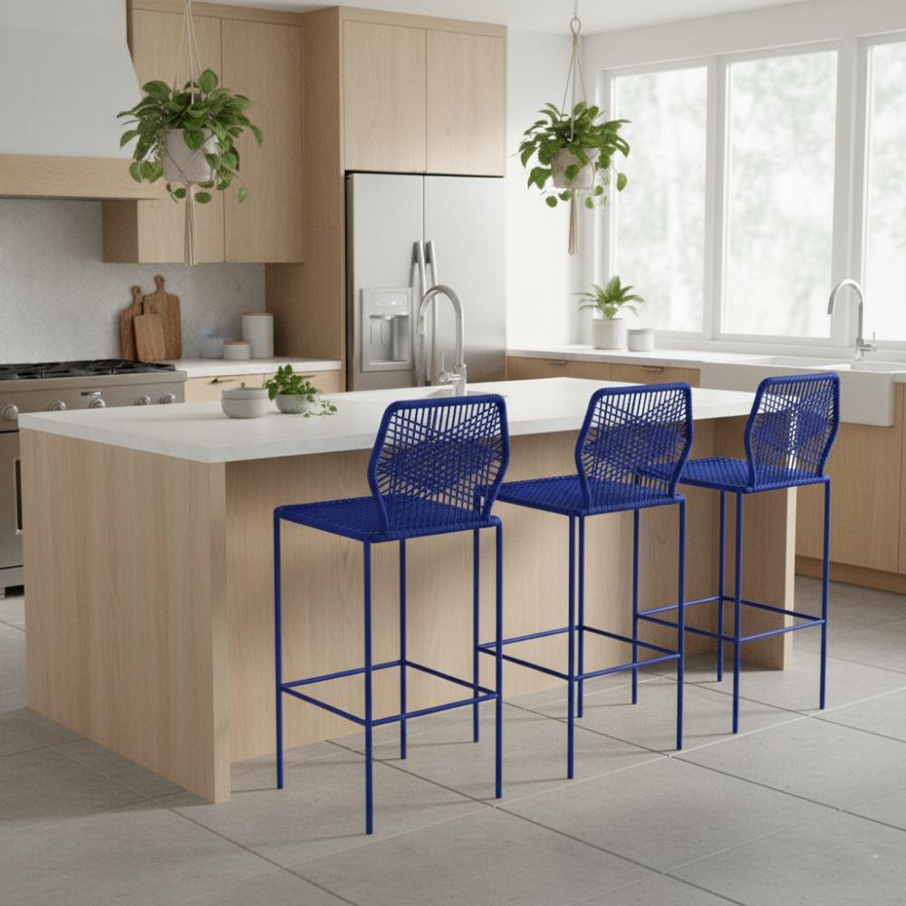 Chaise de bar design en nylon Bleu Roi | Collection Sambava