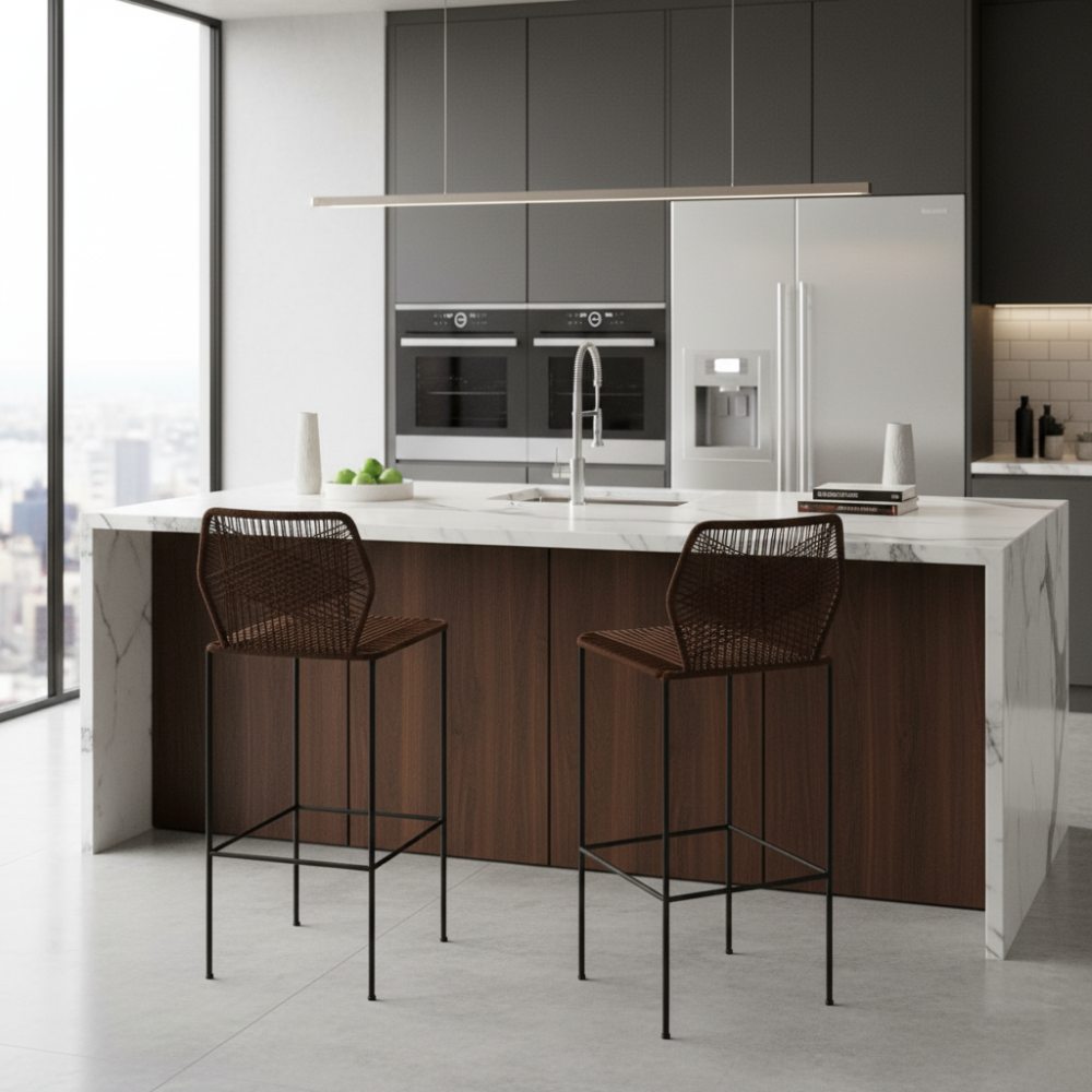 Chaise de bar design en nylon Chocolat | Collection Sambava