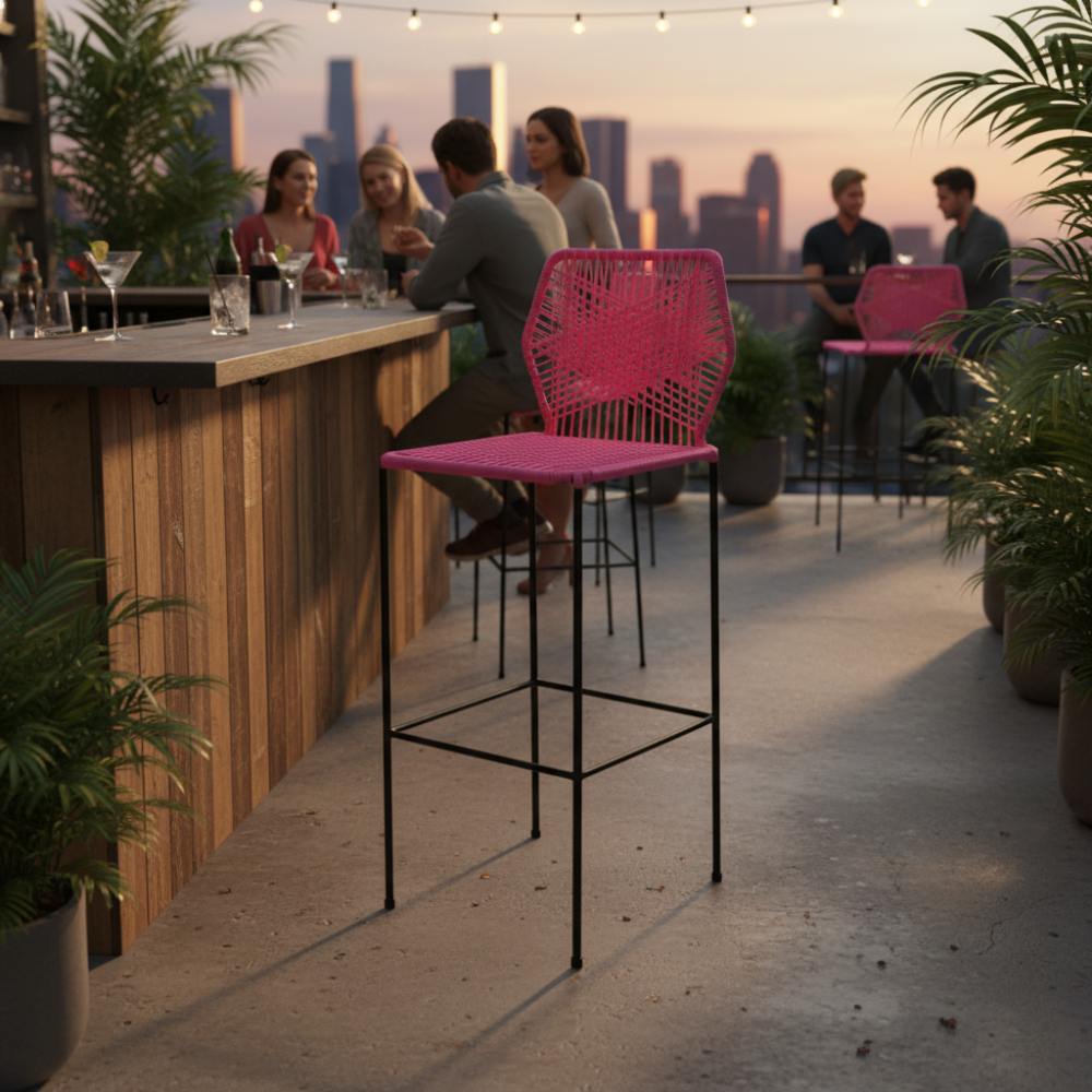 Chaise de bar design en nylon Fuchsia | Collection Sambava